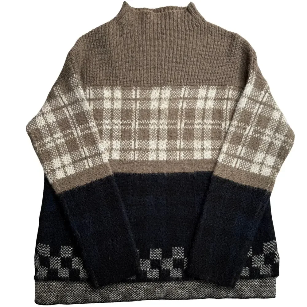 Urban Outfitters Silence + Noise Gunner Plaid Mock Neck Sweater